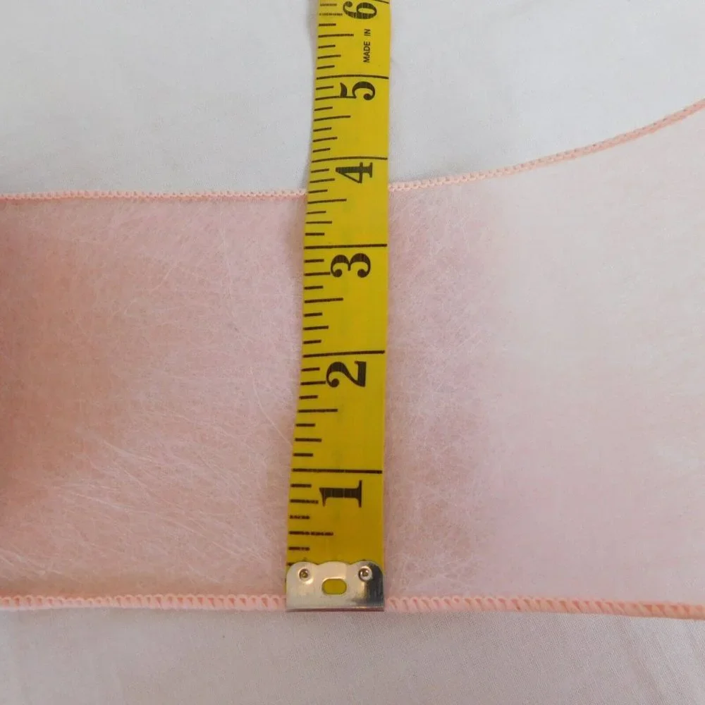 Peach MW Vista Lion Ribbon Sheer Wired 3-15/16